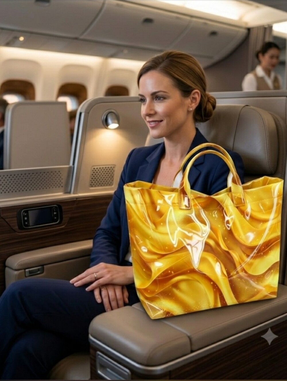 Women Golden Yellow Larrge Glossy PVC Hand Tote Bag